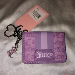 Juicy Couture Lavender State Of My Heart Faux Leather Card Case Key Fob Wallet